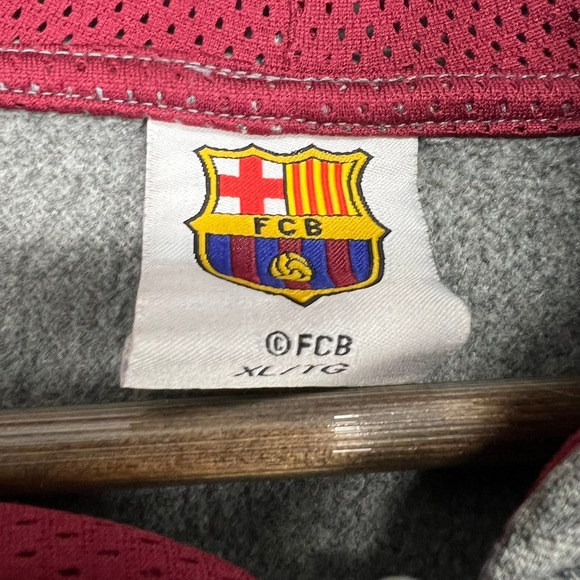 FC Barcelona Full Zip Hoodie XL Mens Soccer Futbol Club Barca Spain Heather Gray - Picture 4 of 8